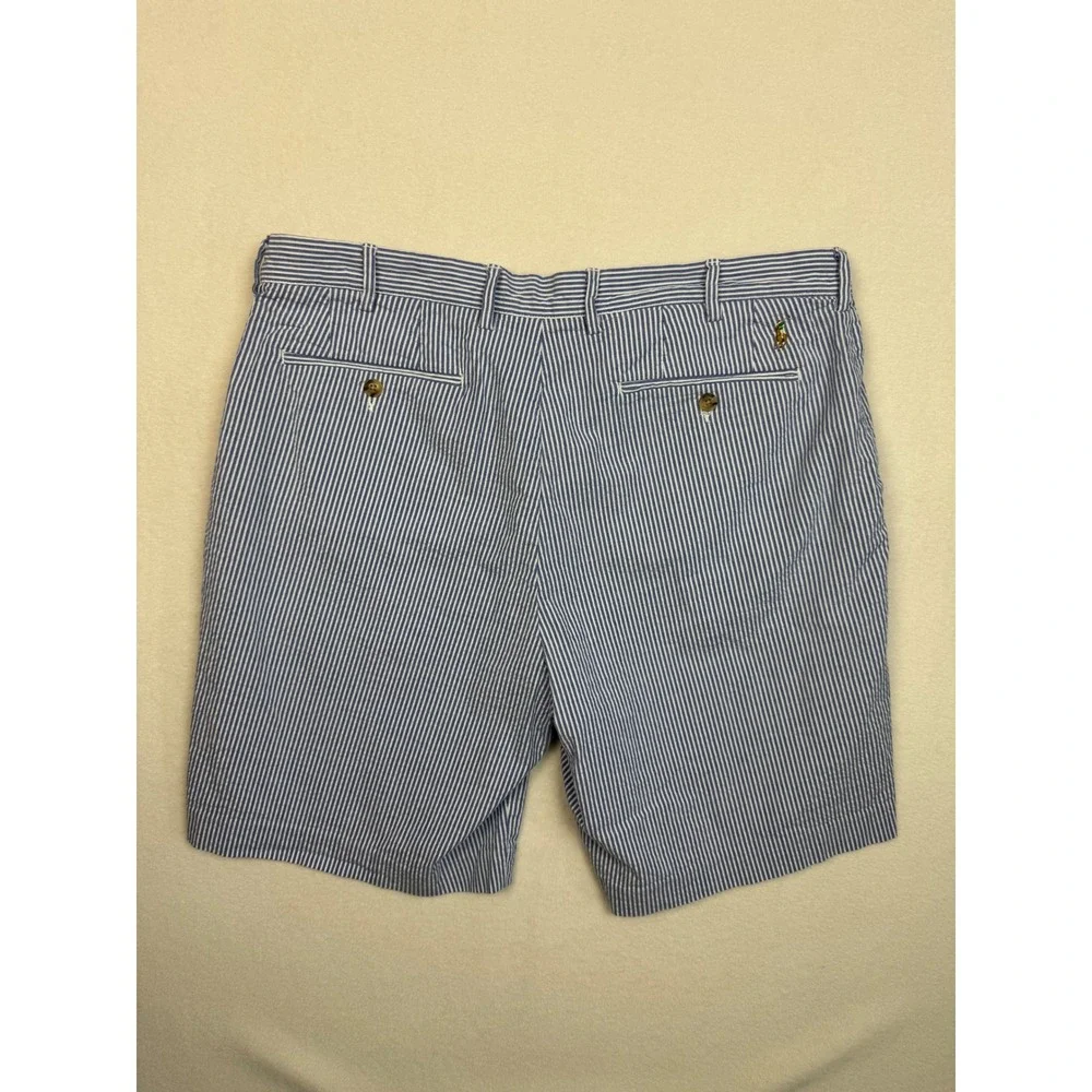 Polo Ralph Lauren‎ Seersucker Shorts 38 Blue White Stripe Stretch Classic Fit